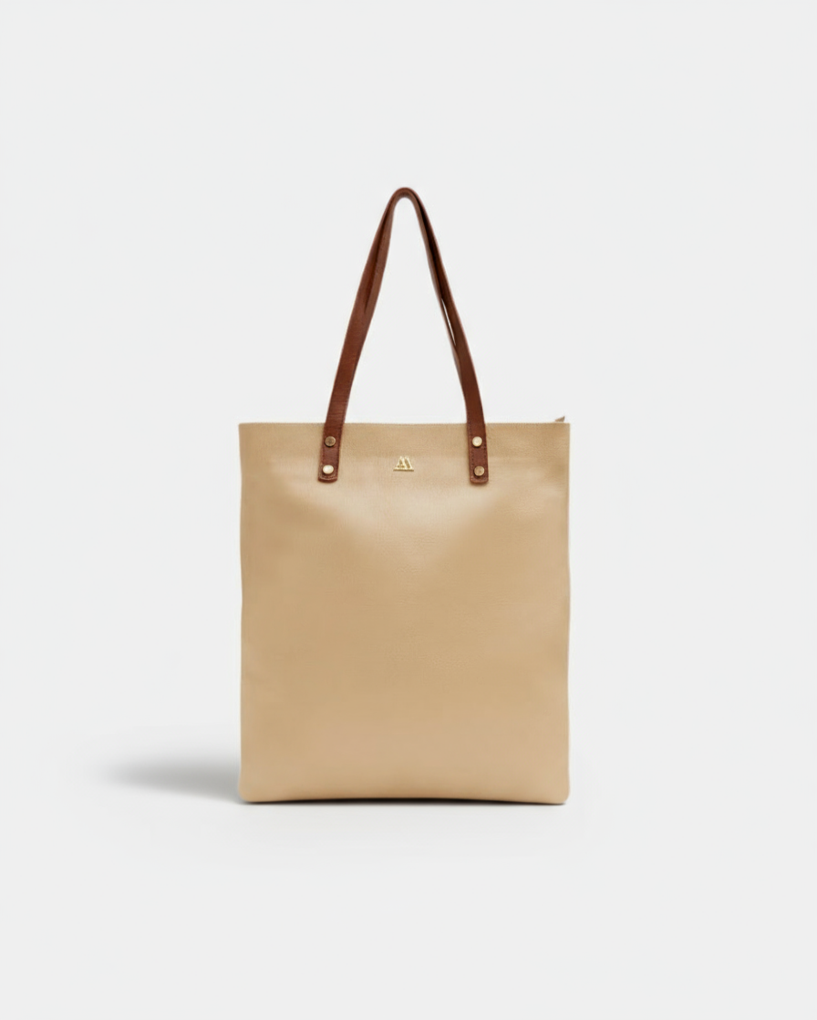 Noa Beige Leather Tote Bag