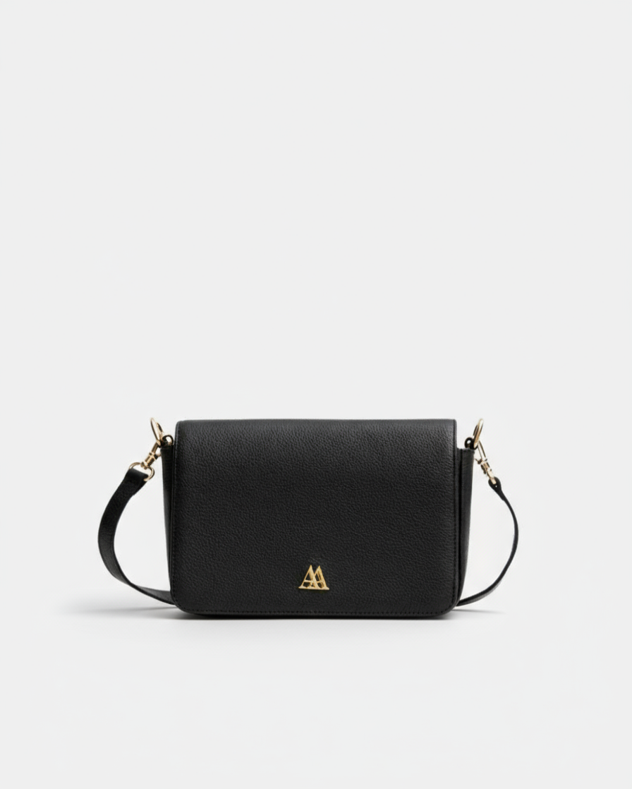 Maria Flap Bag Mini Leather Black