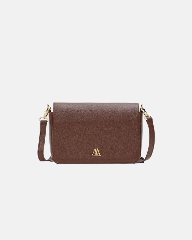 María Bolso Solapa Mini Piel Marrón Oscuro