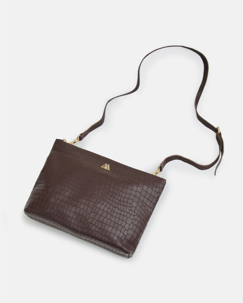 Manola Brown Leather Clutch Bag