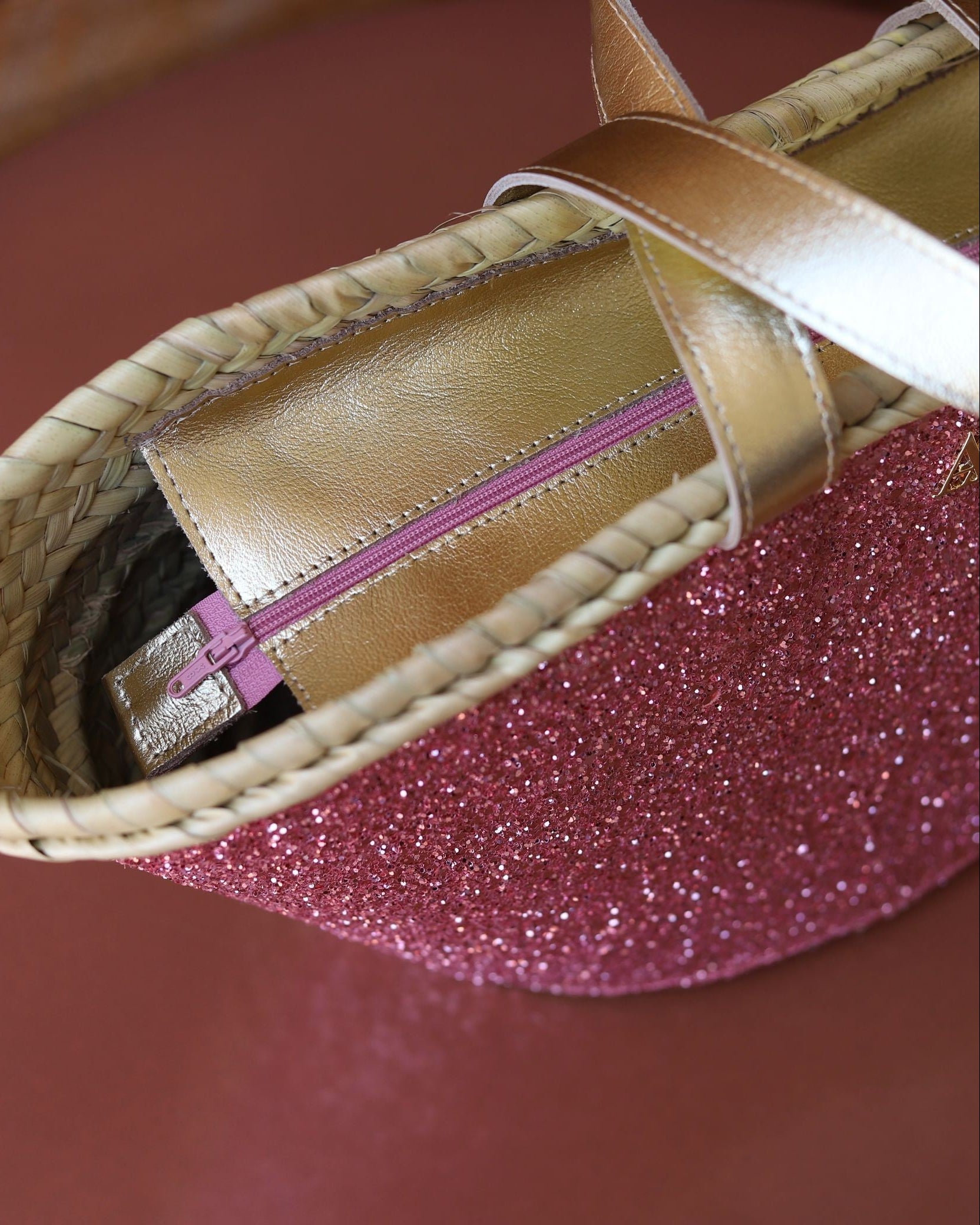 Small Pink Glitter Stroller Bag by Cris Mata