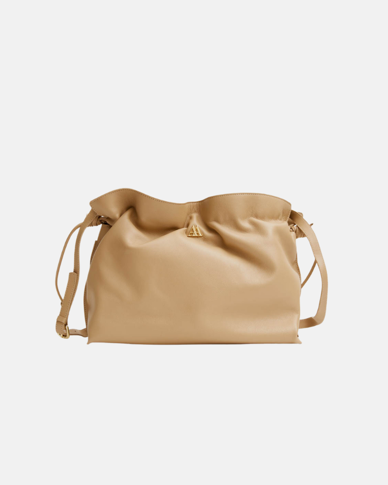 Fátima Bolso Fruncido Piel Beig