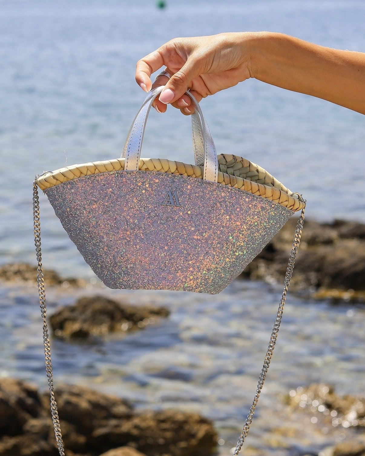 Mini Glitter Tote Bag, Lilac, by Cris Mata