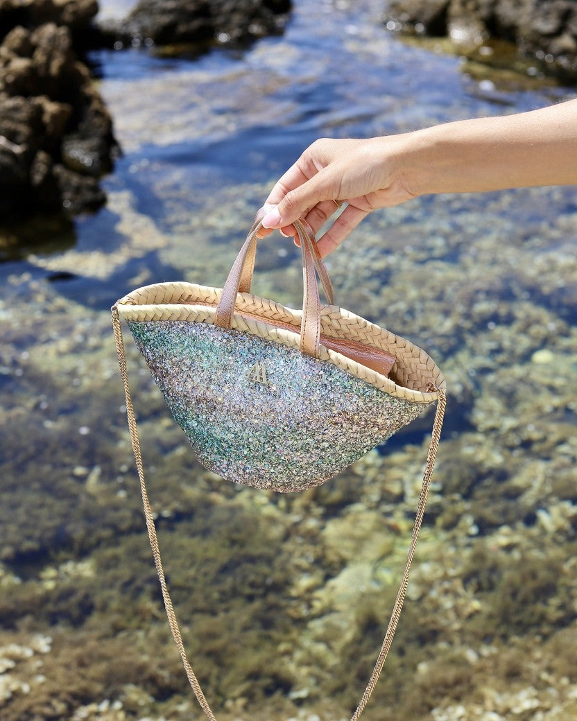 Mini Green Iridescent Glitter Beach Bag by Cris Mata