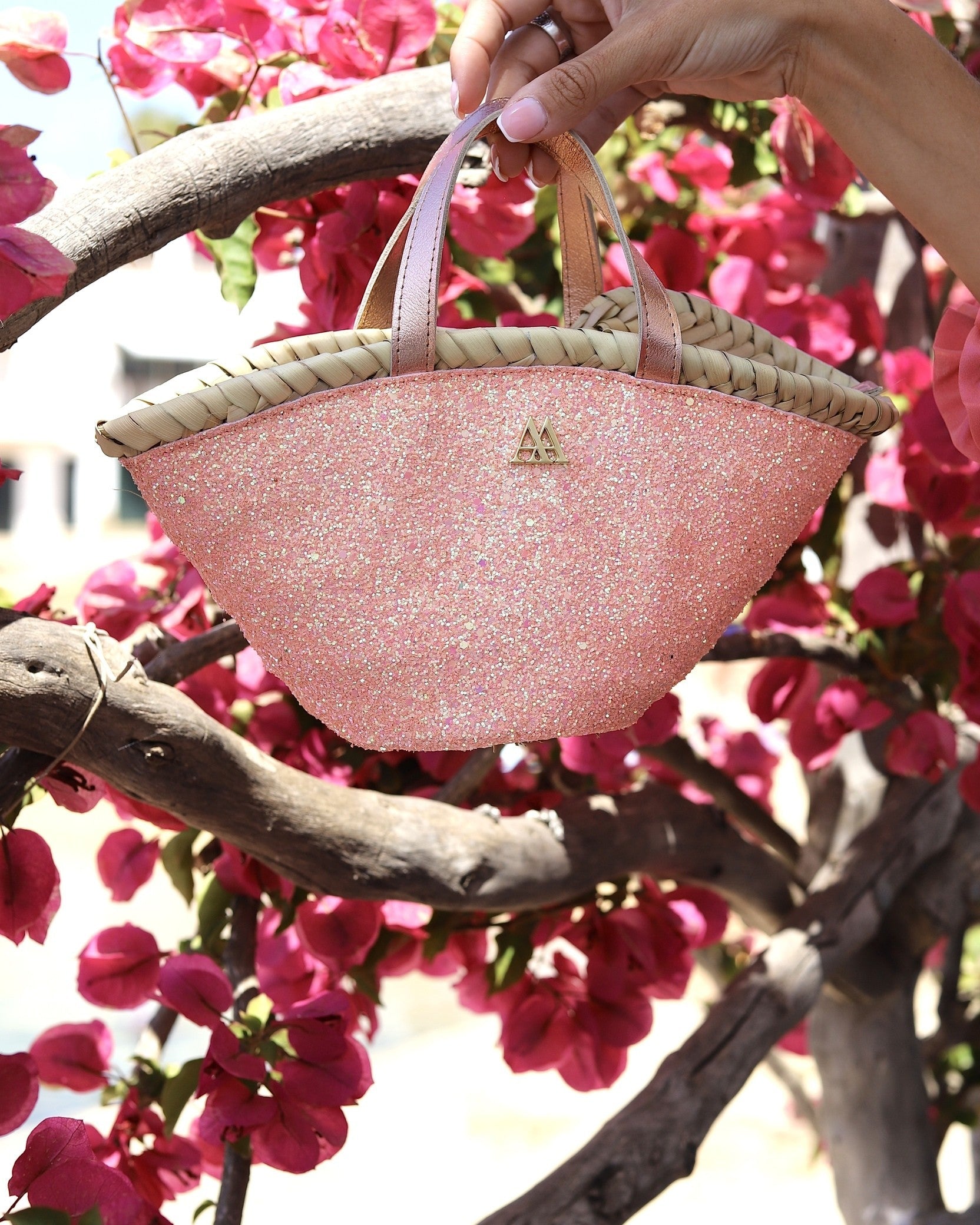 Mini Salmon Glitter Beach Bag by Cris Mata