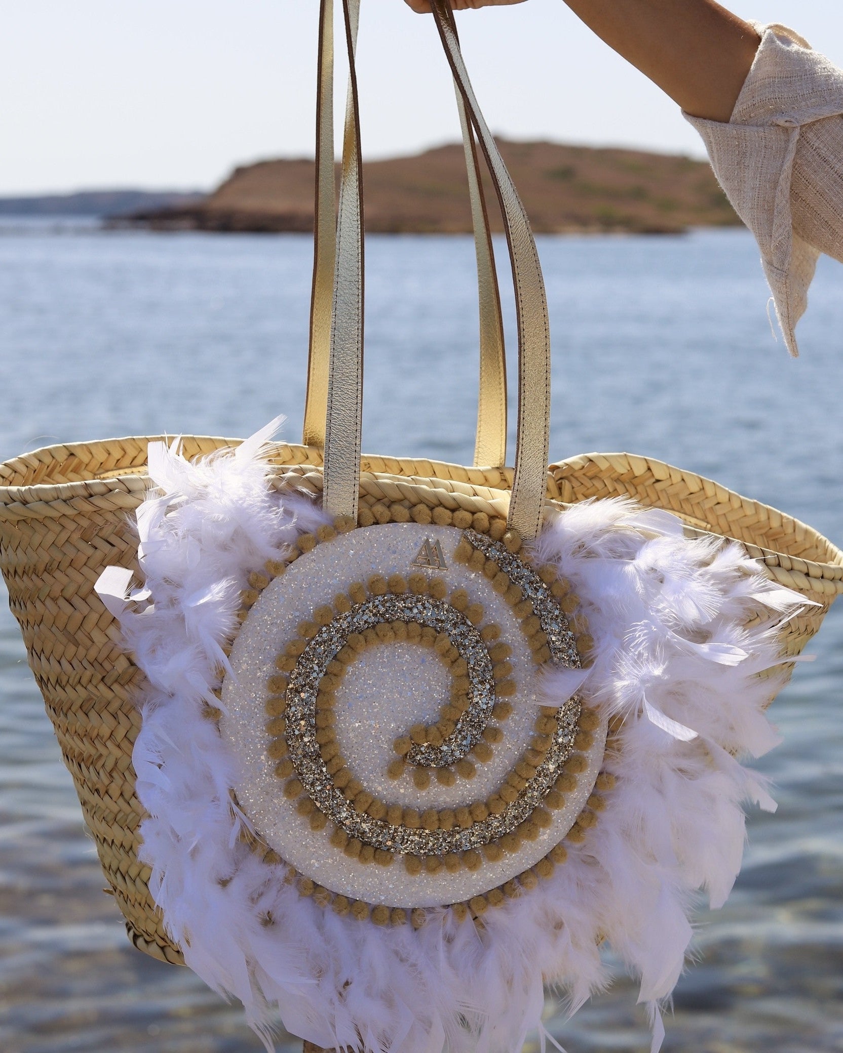 Medium Beach Bag with Seashells by Cris Mata