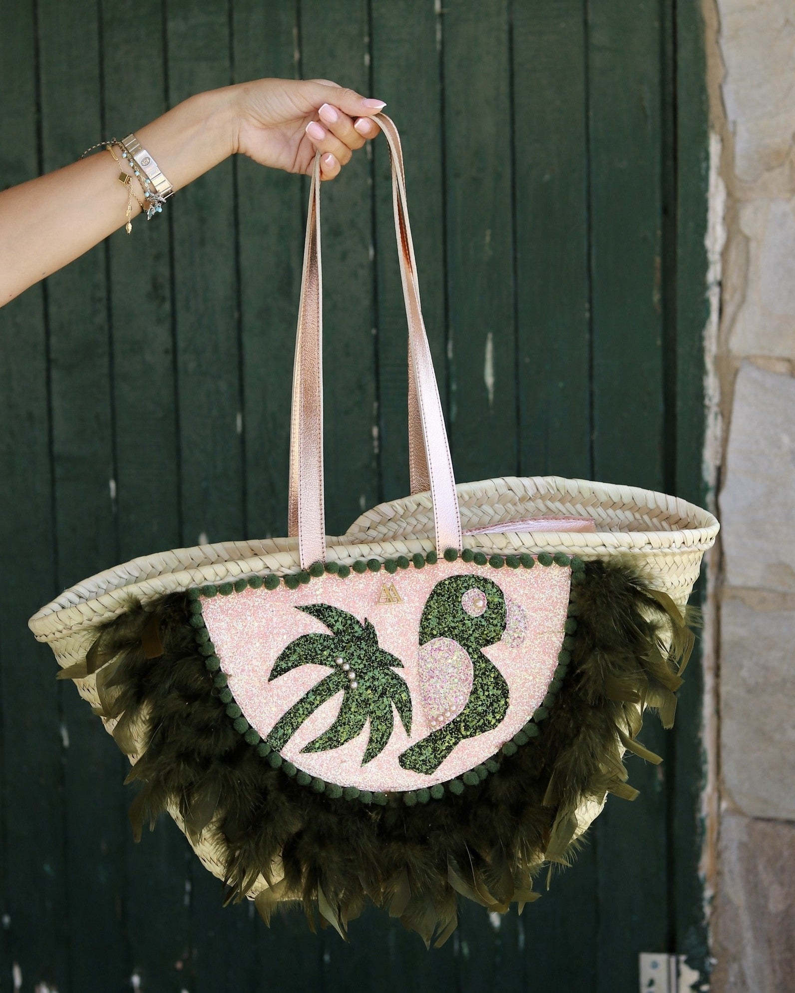 Medium-sized beach bag, Tropical print, Cris Mata