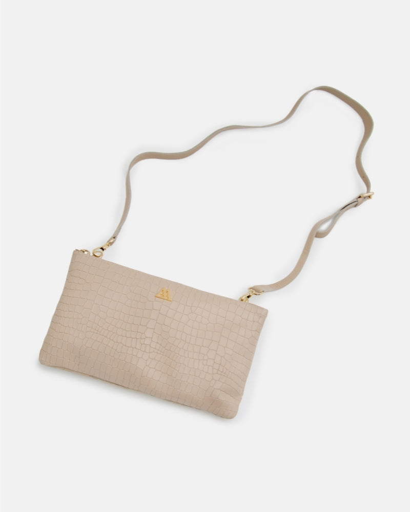 Catalina Bolso Clutch Piel Coco Beig