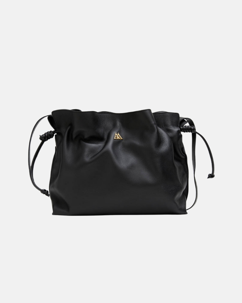 Fátima Bolso Fruncido Piel Negro