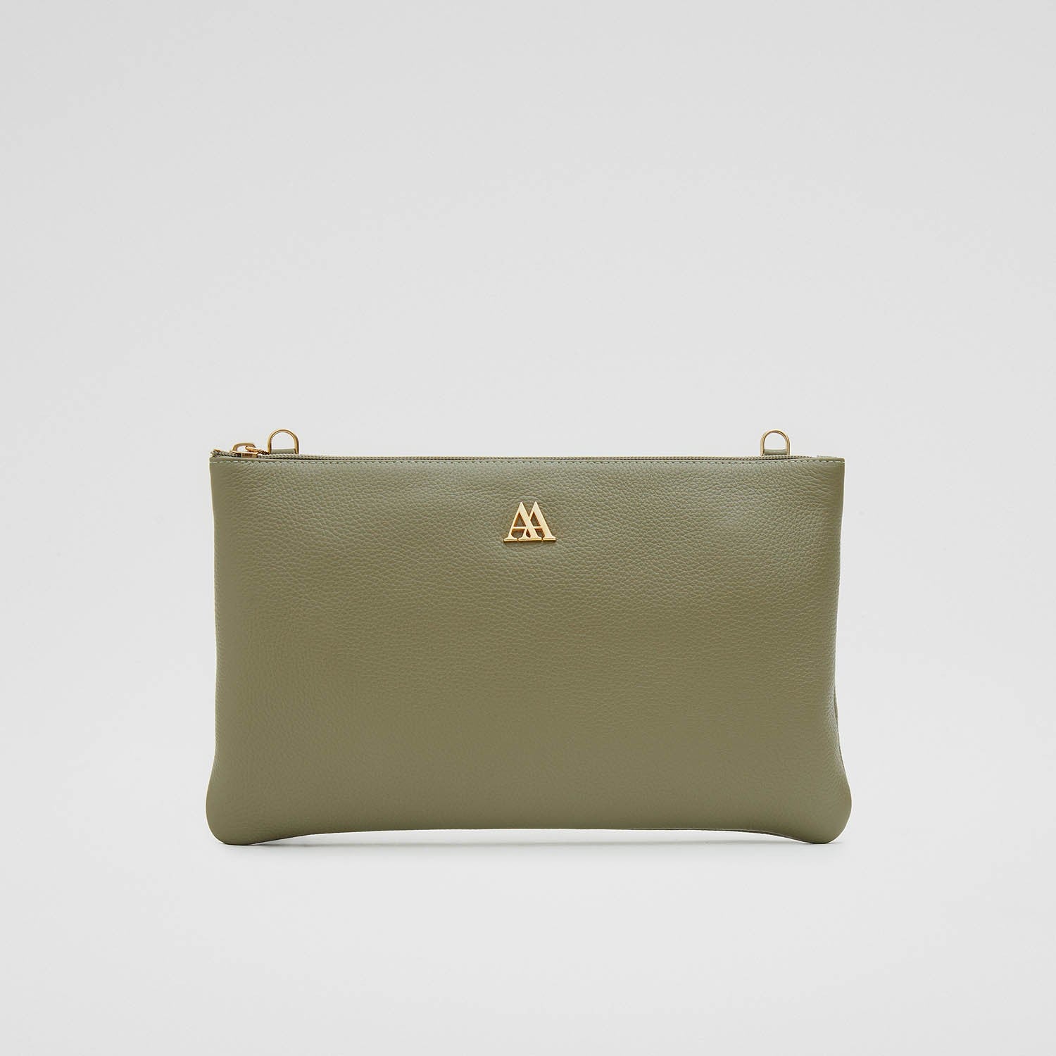 Catalina Bolso Clutch Piel Verde Kaki