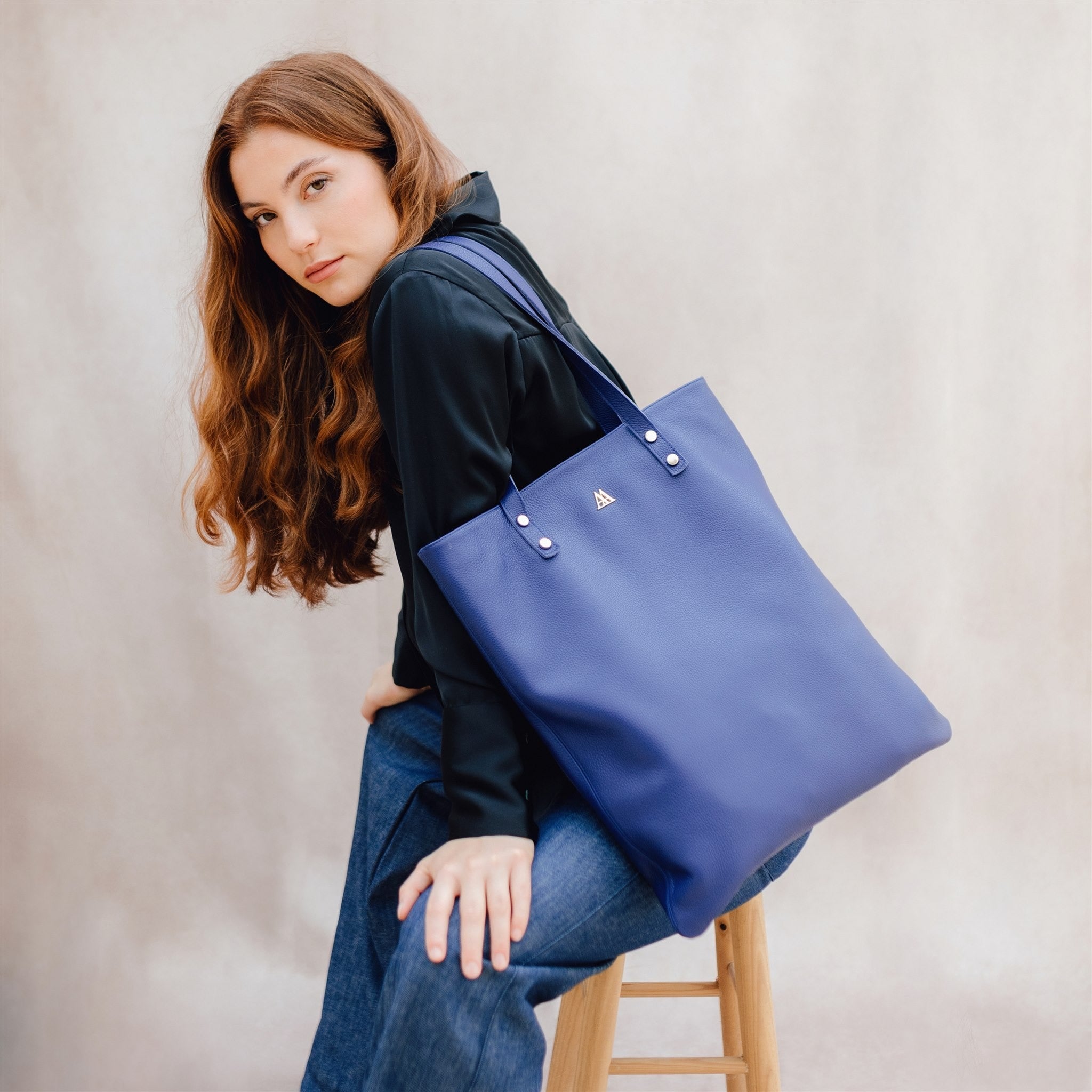 Noa Bolso Tote Bag Piel Azul