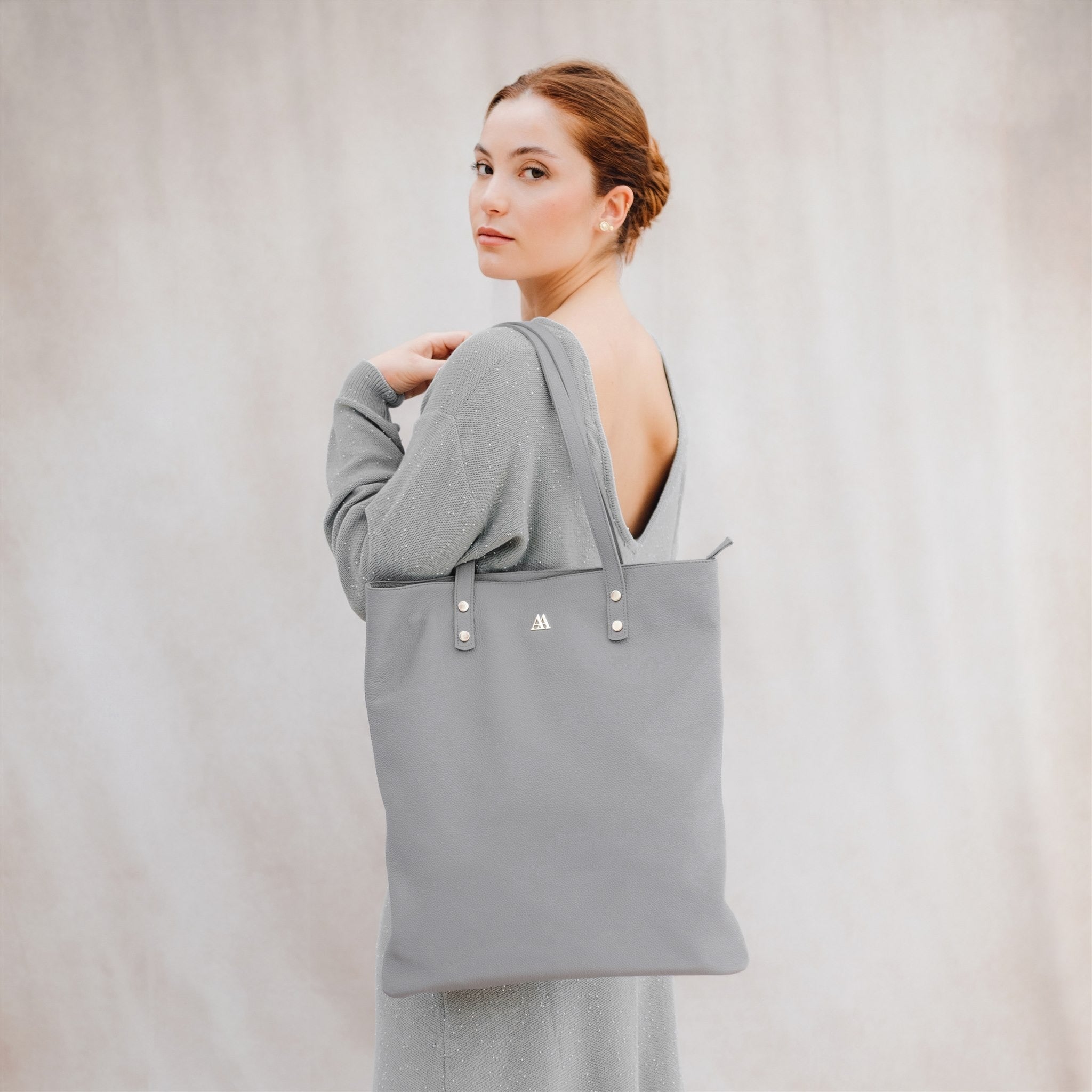 Noa Bolso Tote Bag Piel Gris