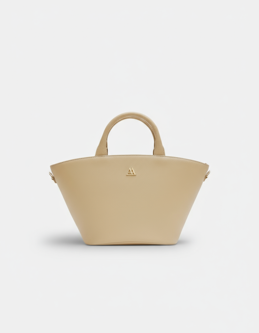 Carlota Beige Leather Tote Bag