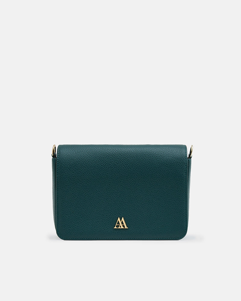 María Bolso Solapa Mini Piel Verde Petróleo