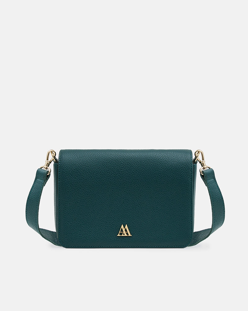 María Bolso Solapa Mini Piel Verde Petróleo