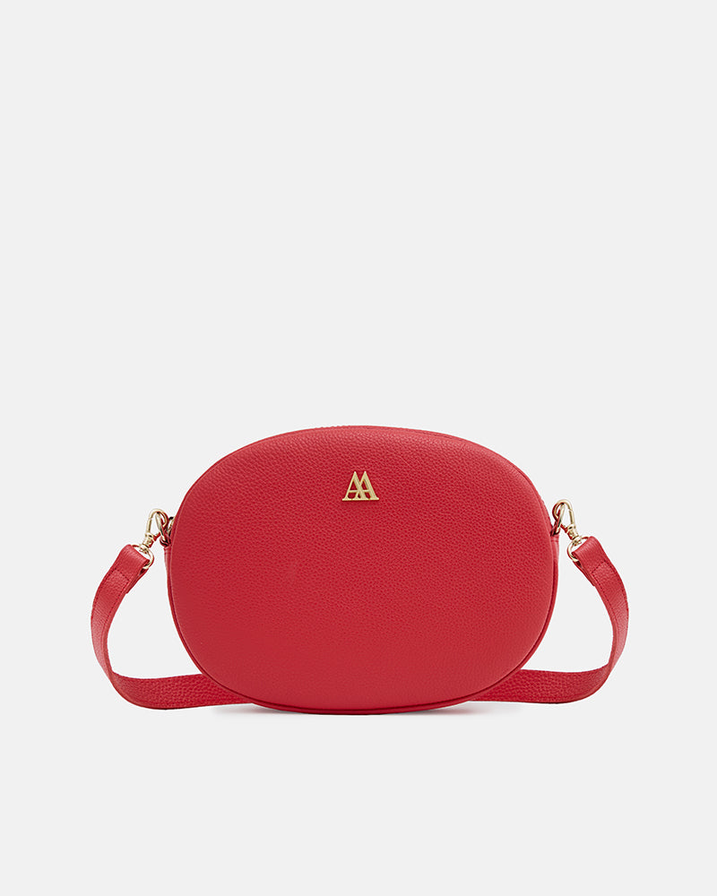 Olivia Bolso Ovalado Piel Rojo