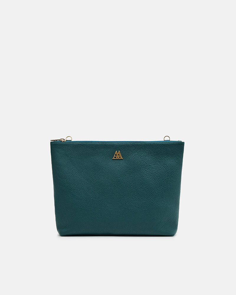 Manola Bolso Clutch Piel Verde Petróleo
