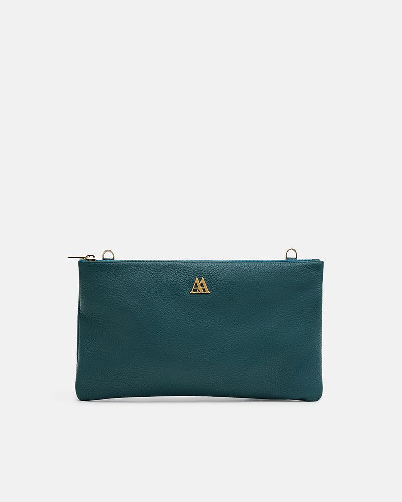Catalina Bolso Clutch Piel Verde Petróleo