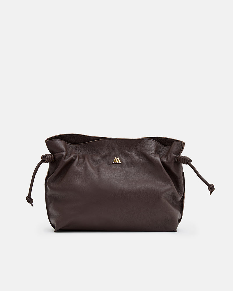 Fátima Bolso Fruncido Piel Marrón