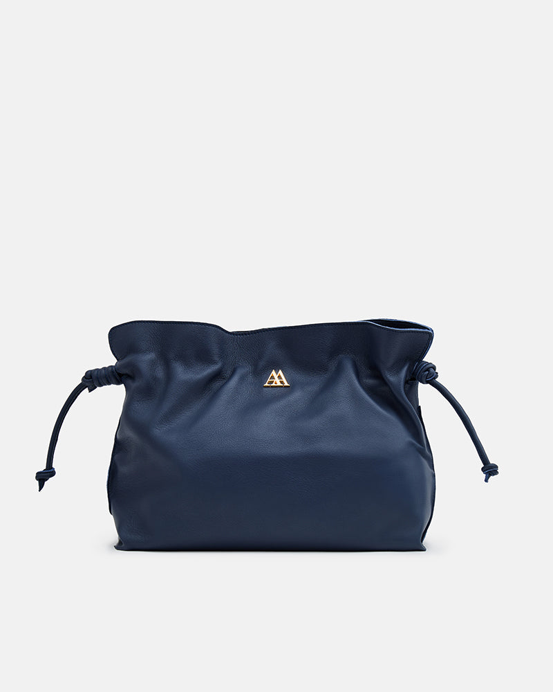 Fátima Bolso Fruncido Piel Azul Marino