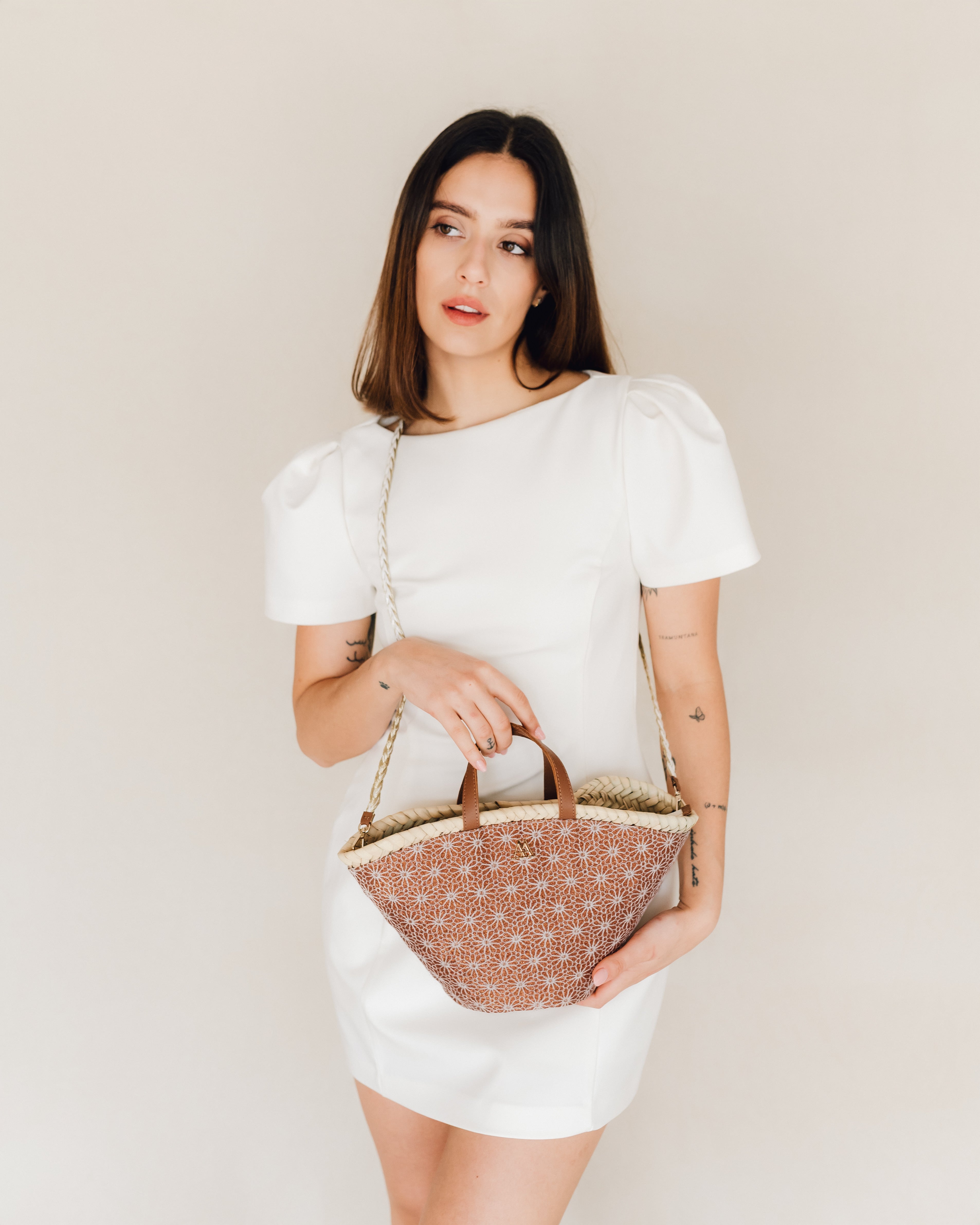 Carmina Flores Lurex Marron
