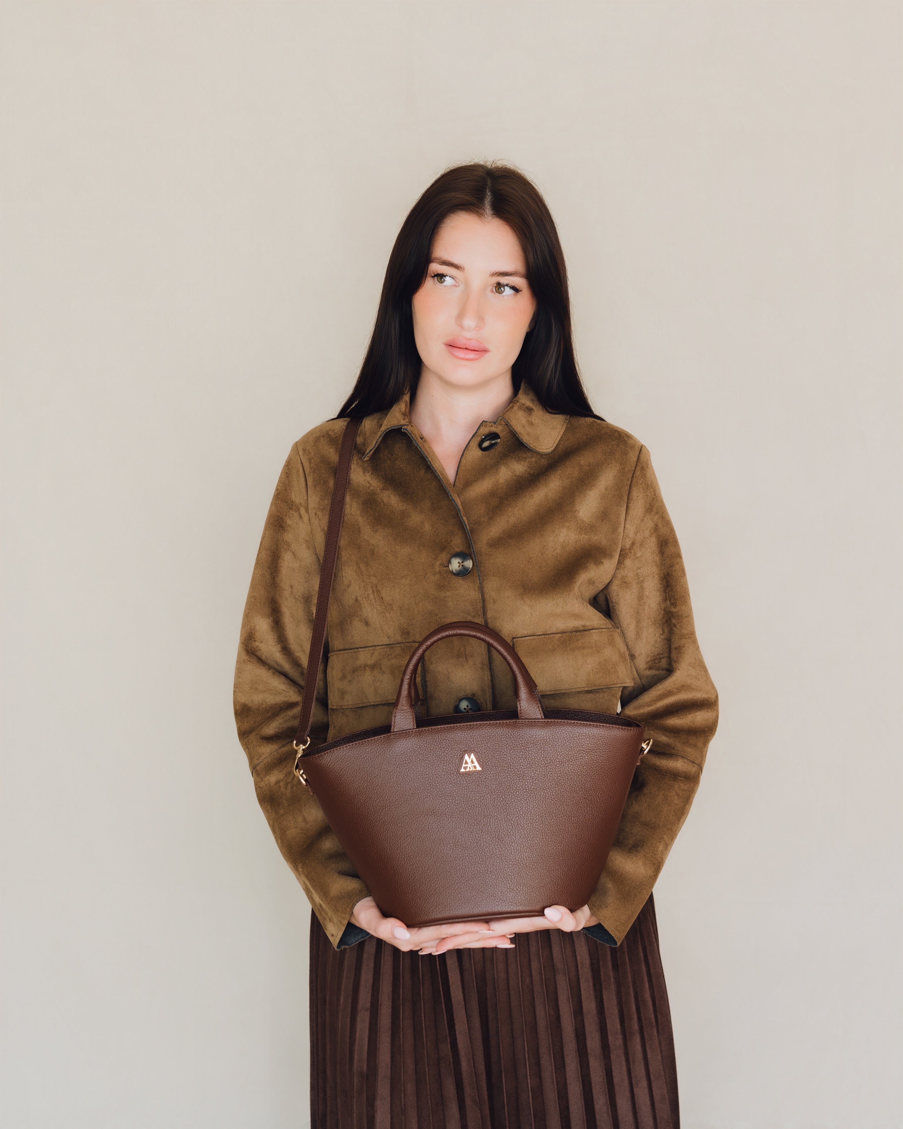 Carlota Bolso Capazo Piel Marrón