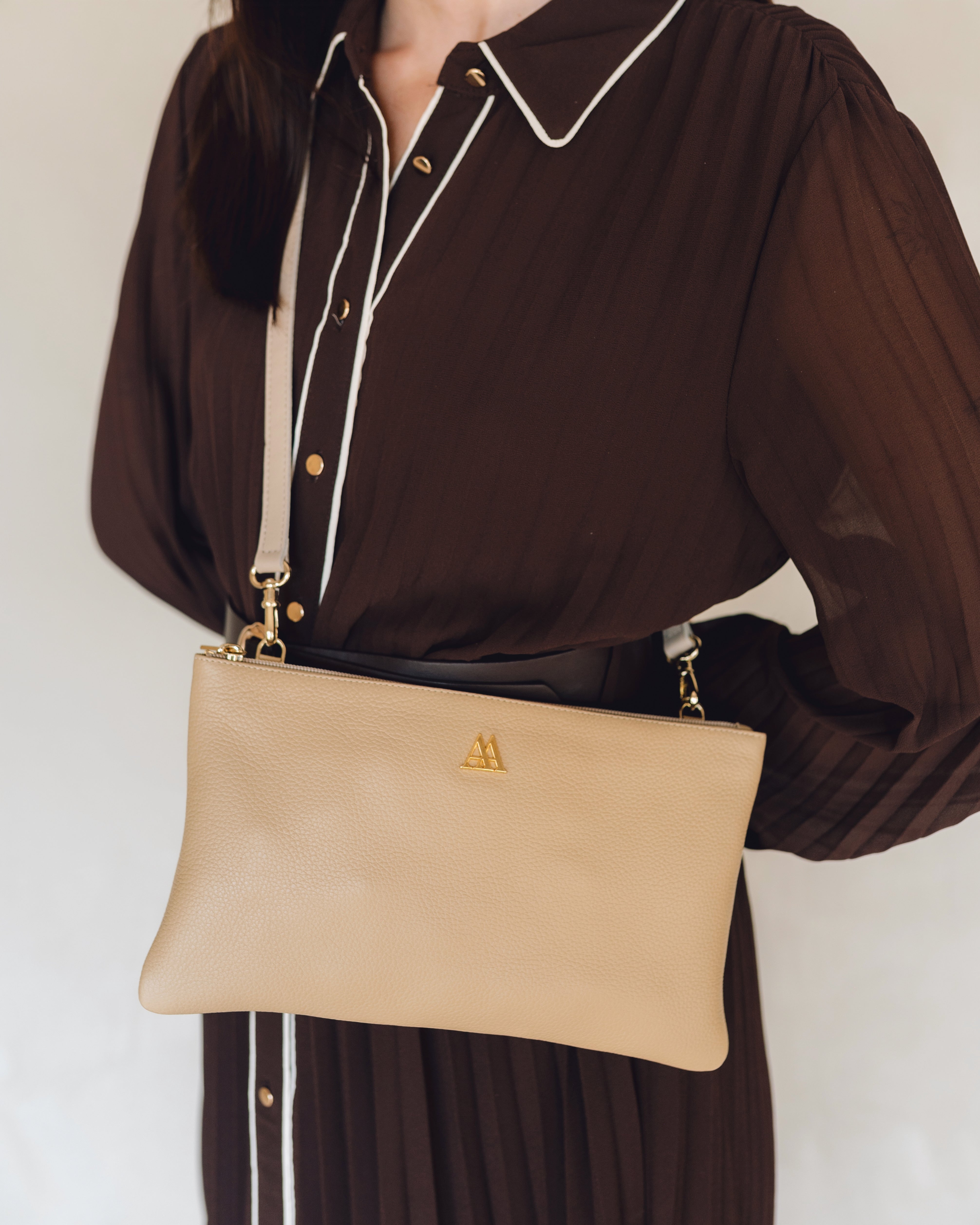 Catalina Bolso Clutch Piel Beig