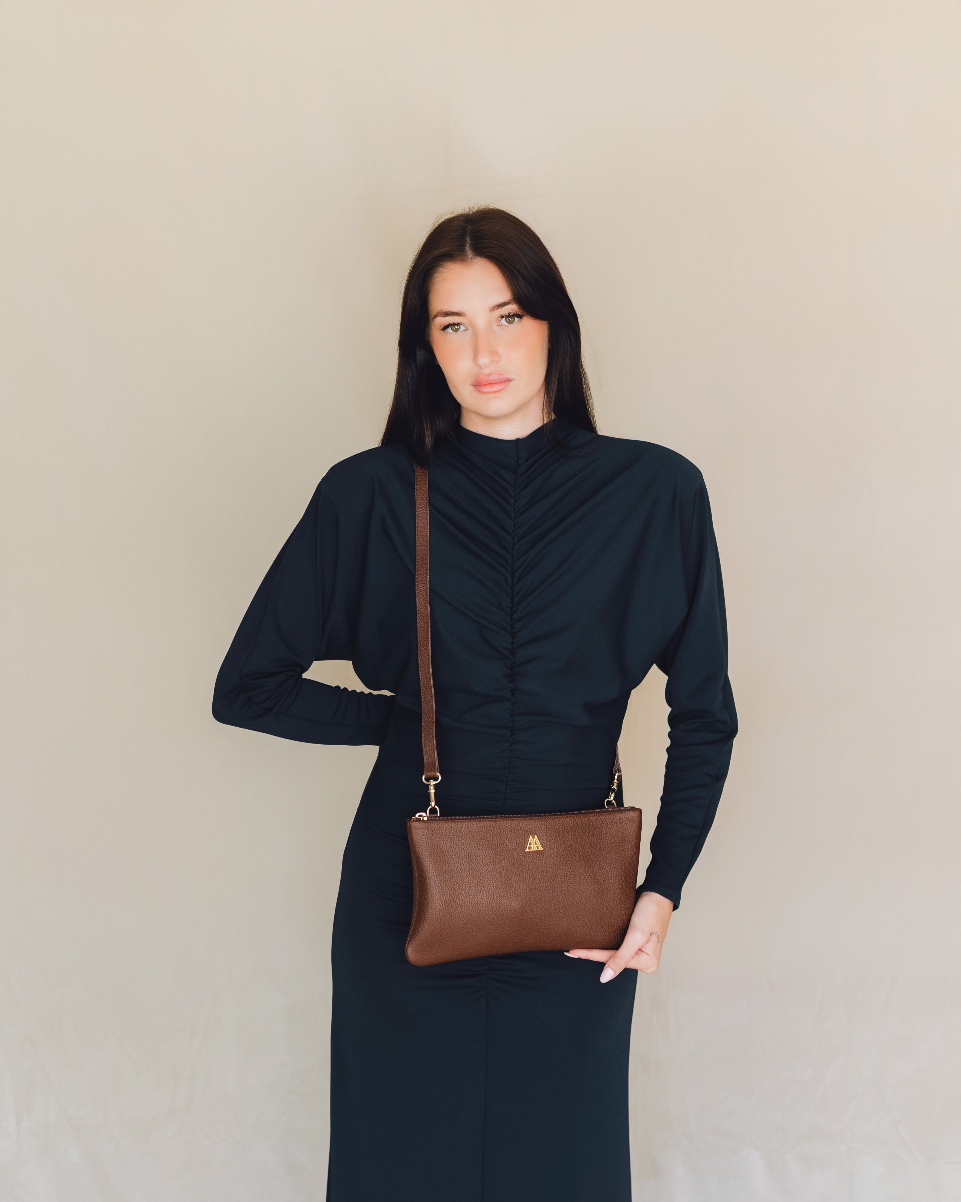 Catalina Bolso Clutch Piel Marrón