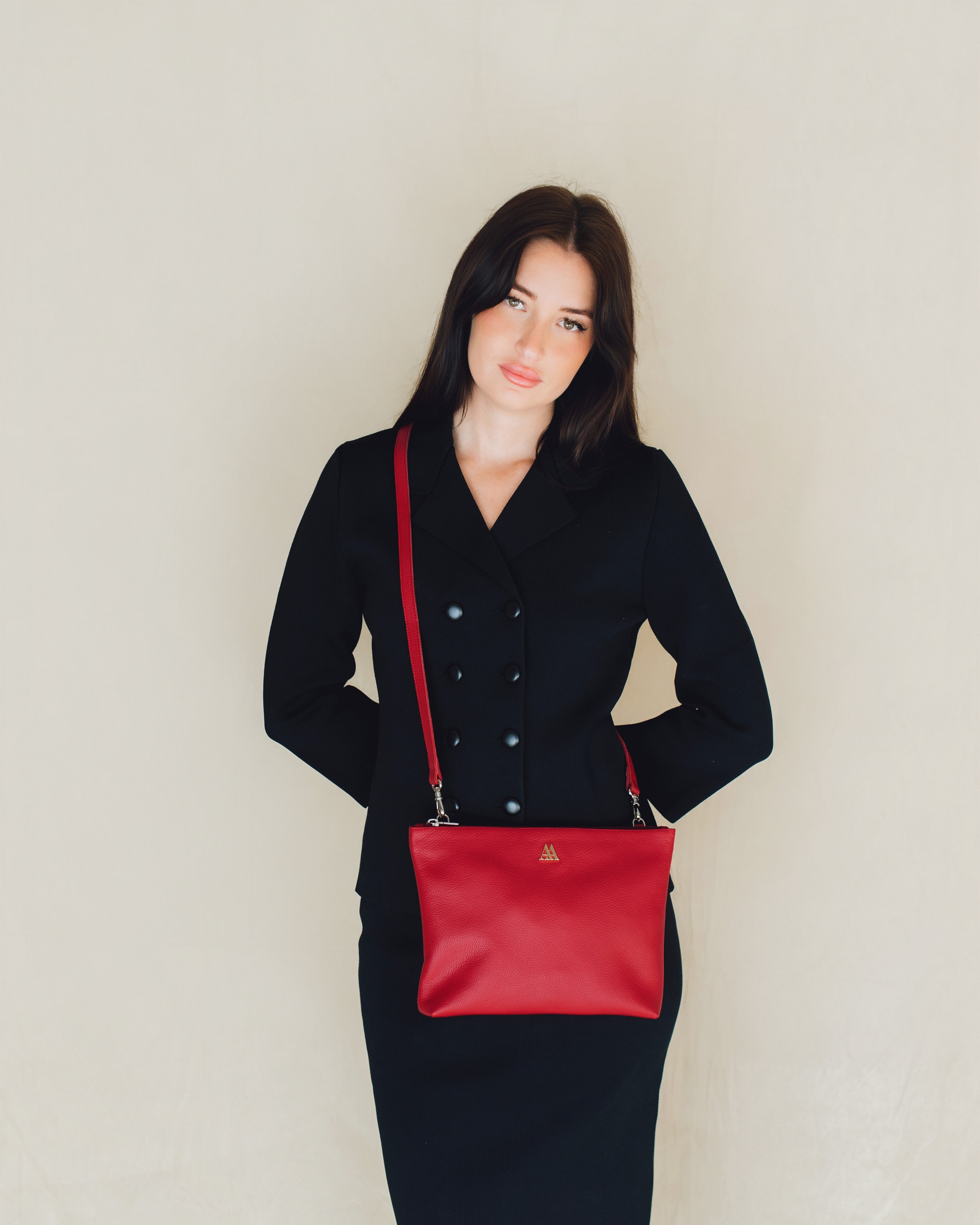Manola Bolso Clutch Piel Rojo