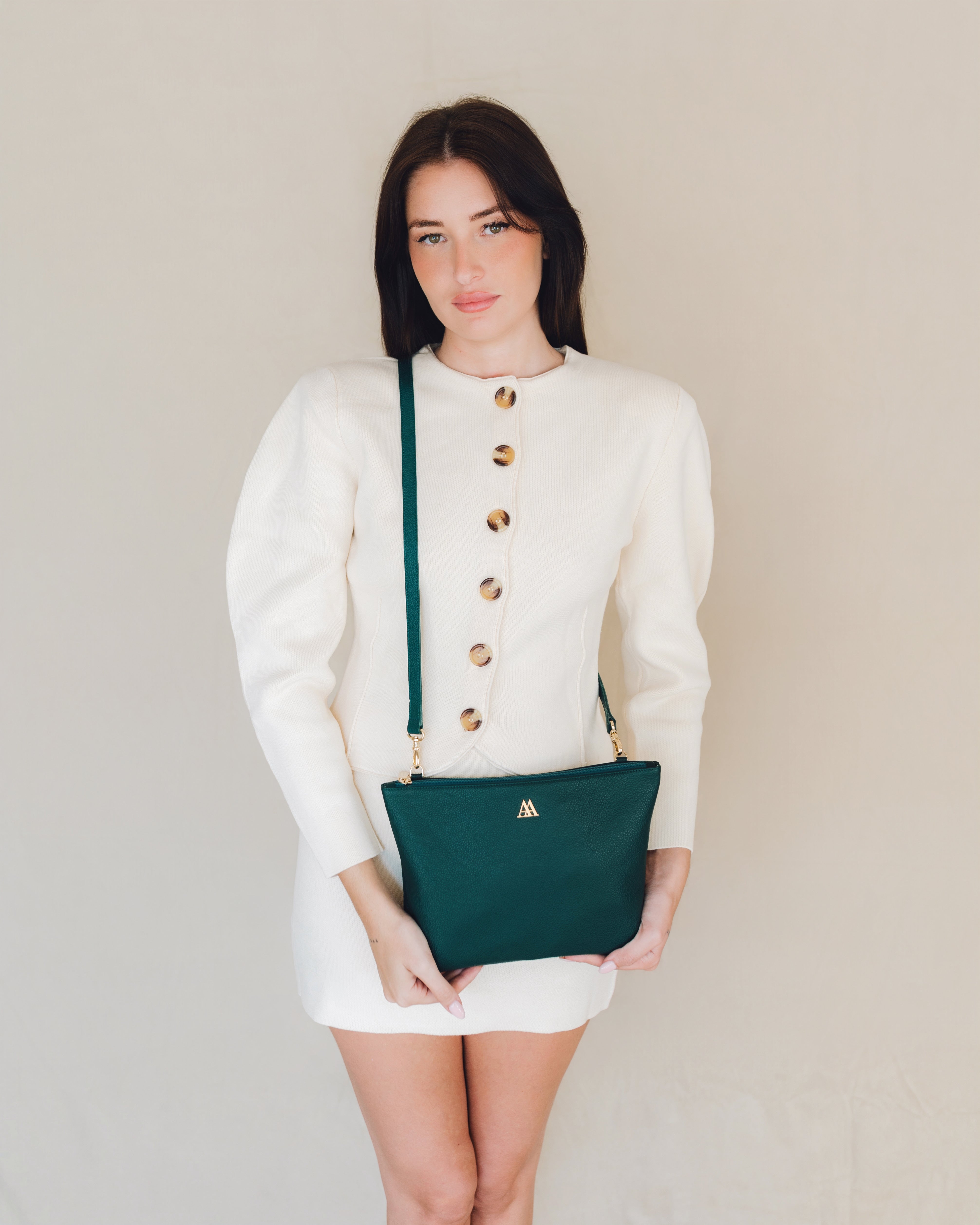 Manola Bolso Clutch Piel Verde Petróleo