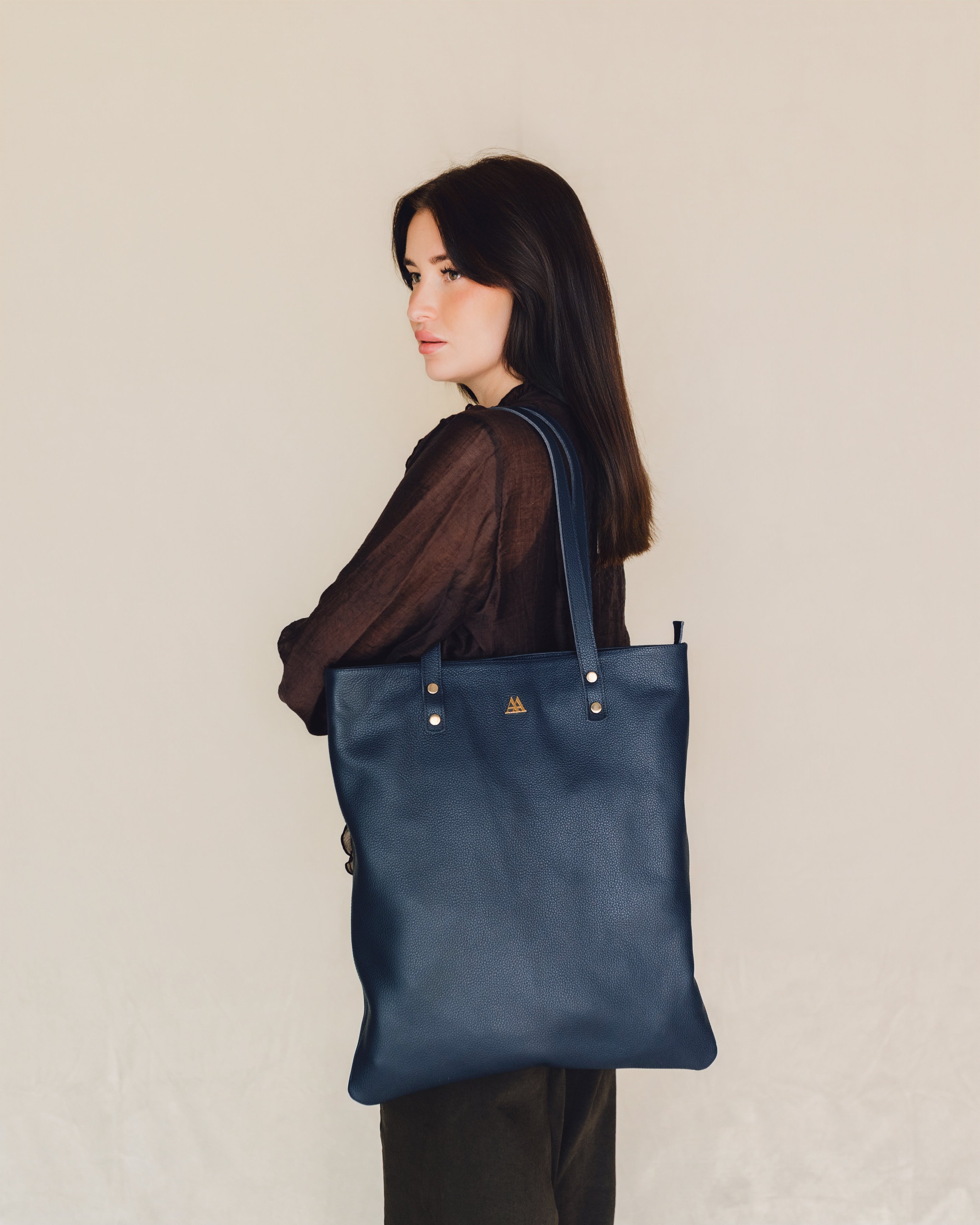 Noa Bolso Tote Bag Piel Azul Marino