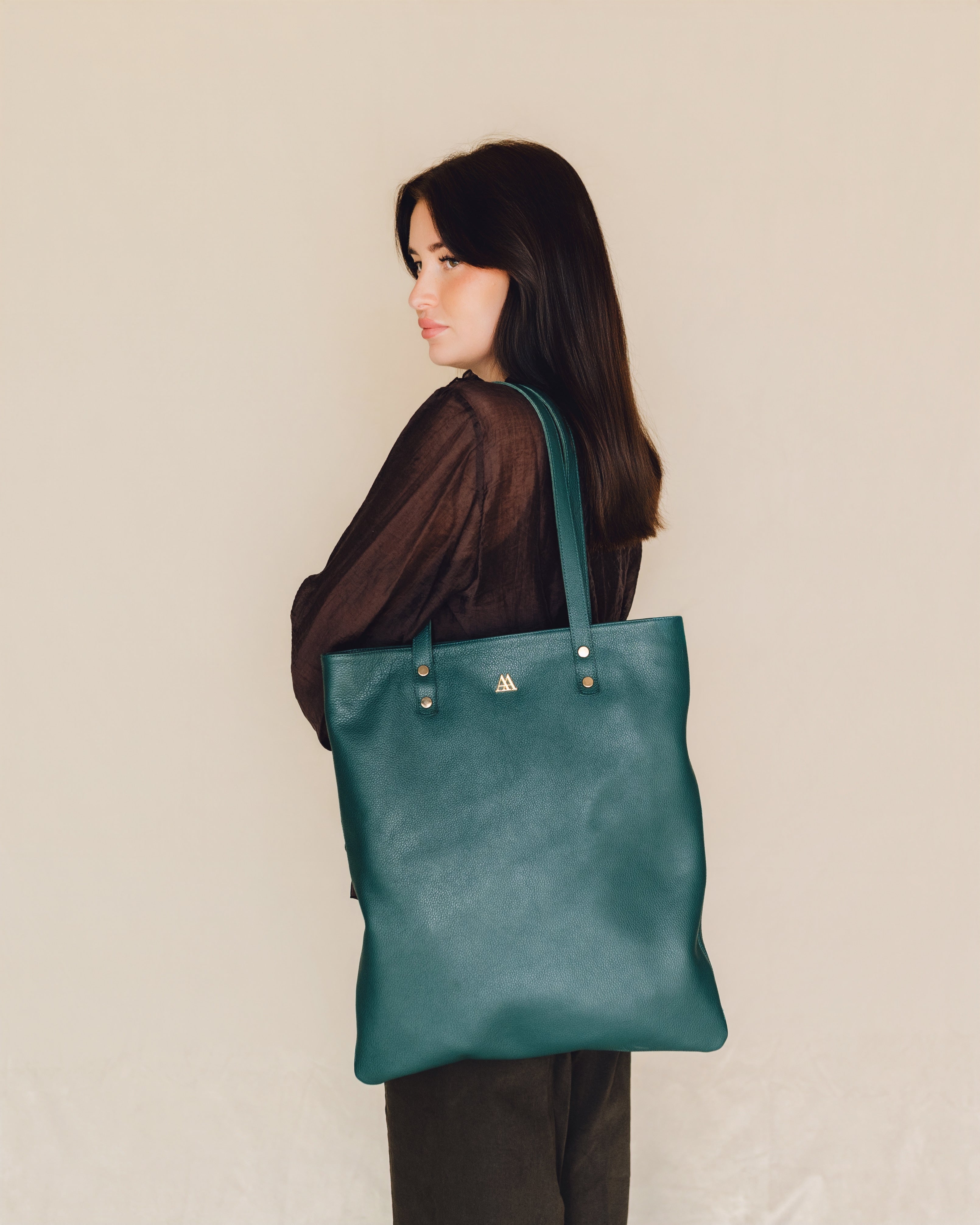Noa Bolso Tote Bag Piel Verde Petróleo