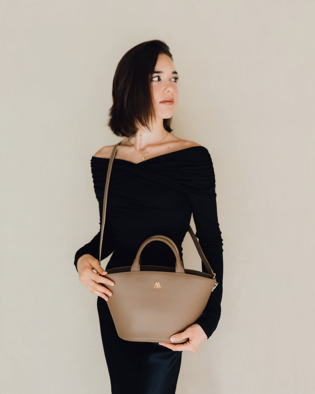 Carlota Sac Cabas Cuir Taupe