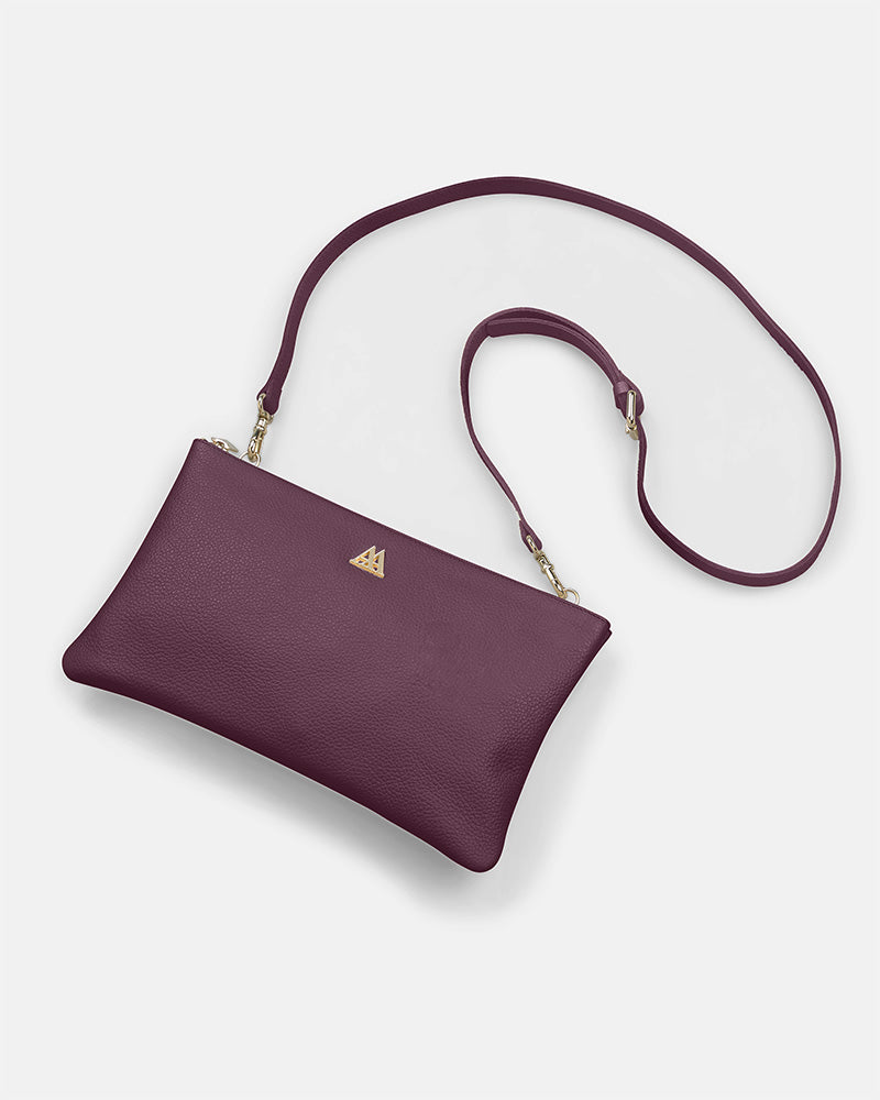 Catalina Bolso Clutch Piel Burdeos