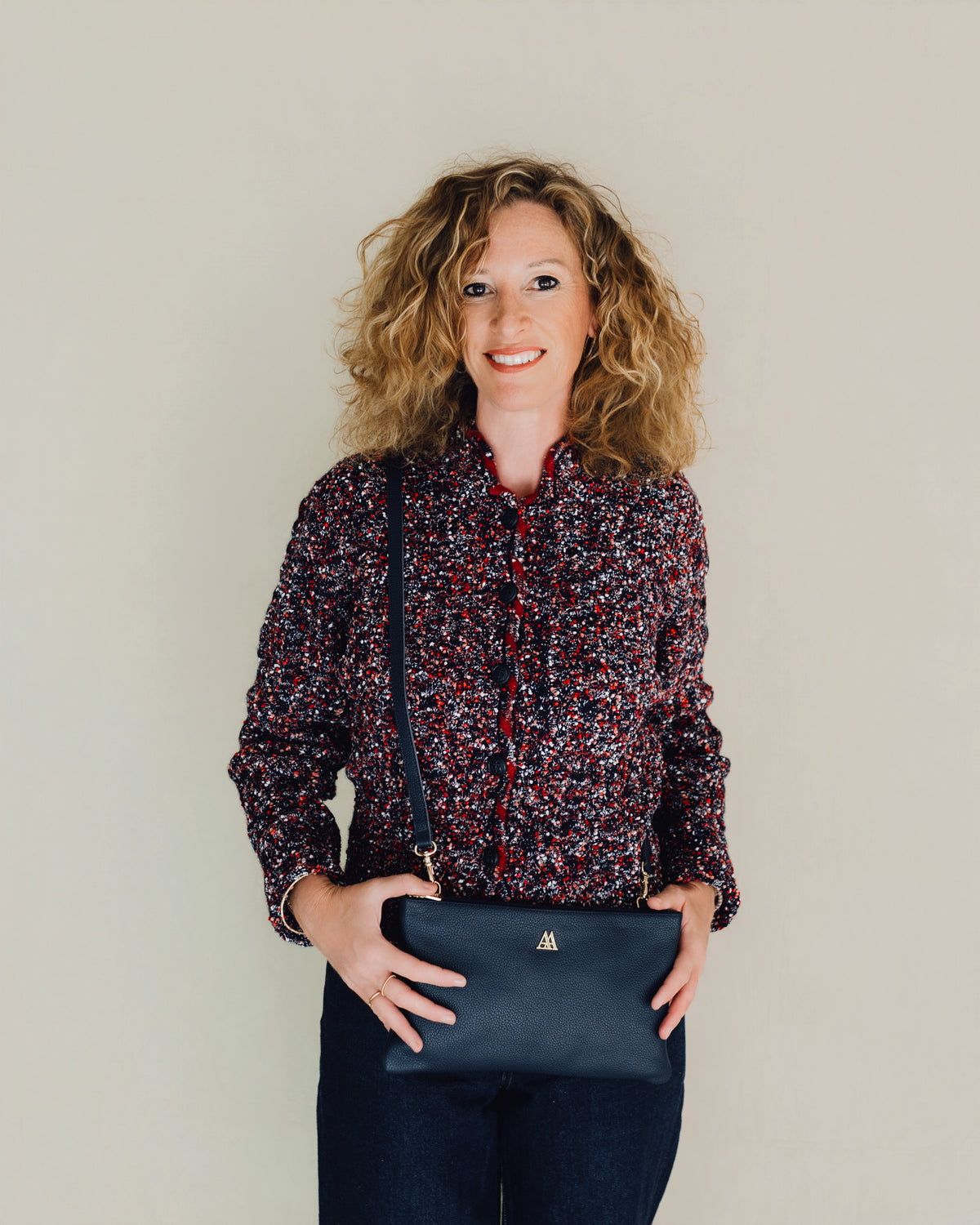 Pochette Catalina en Cuir Bleu Marine