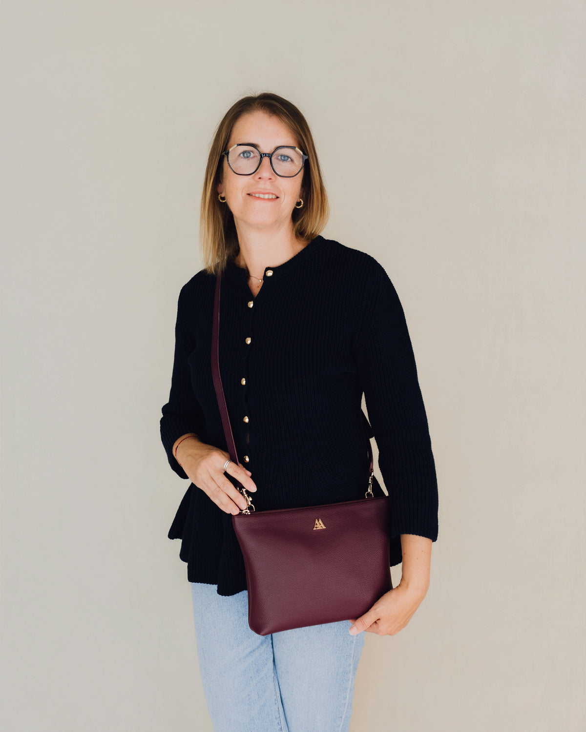 Manola Bolso Clutch Piel Burdeos