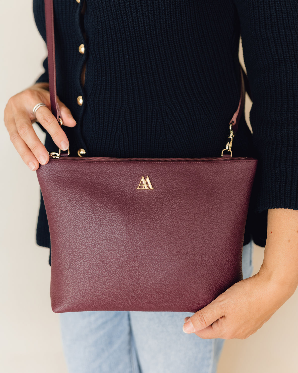 Manola Bolso Clutch Piel Burdeos