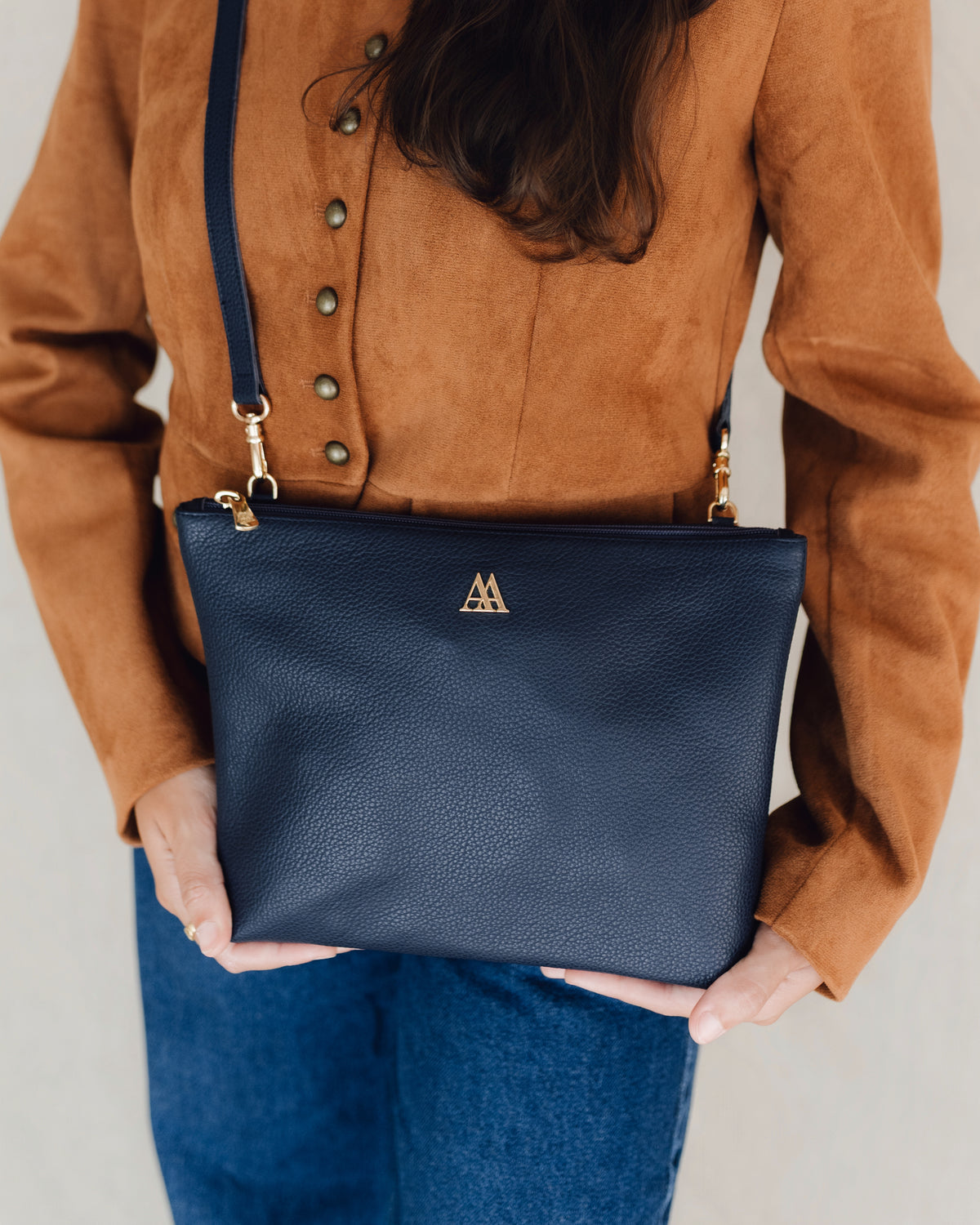 Manola Borsa Clutch in Pelle Blu Marino