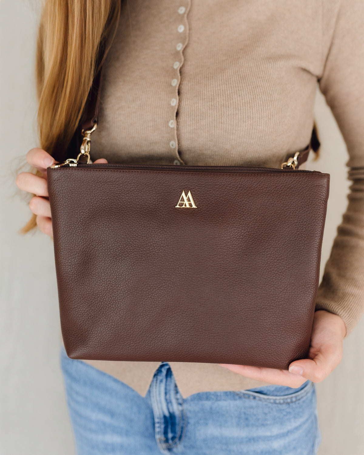 Manola Pochette en cuir marron