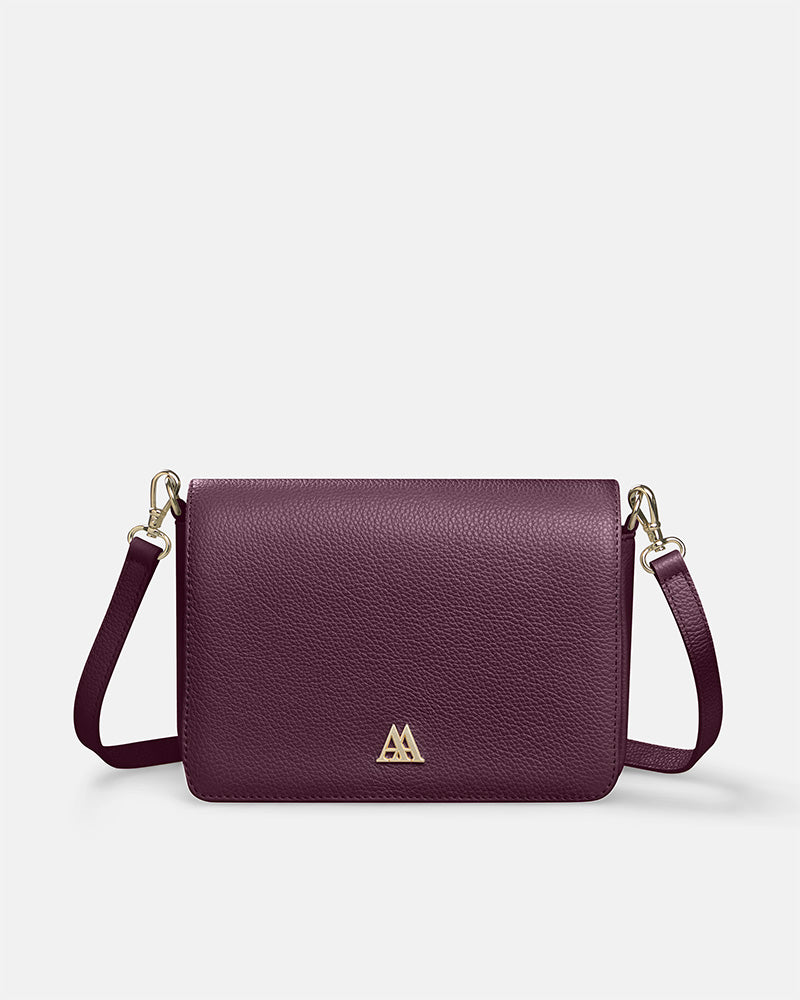 María Bolso Solapa Mini Piel Burdeos