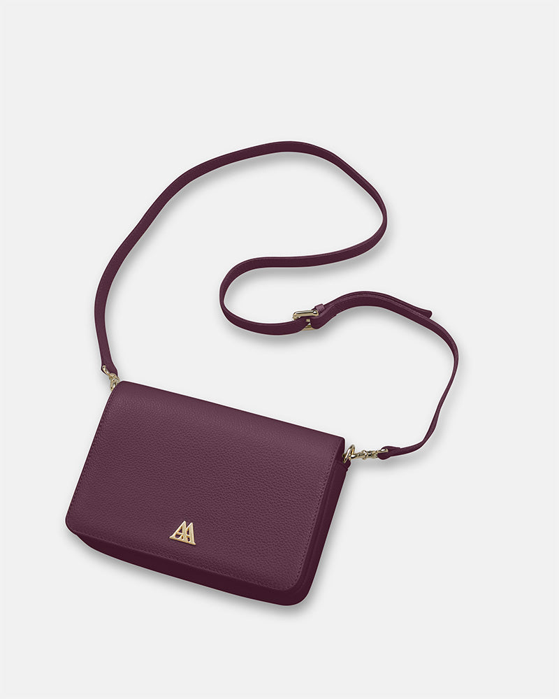 María Bolso Solapa Mini Piel Burdeos
