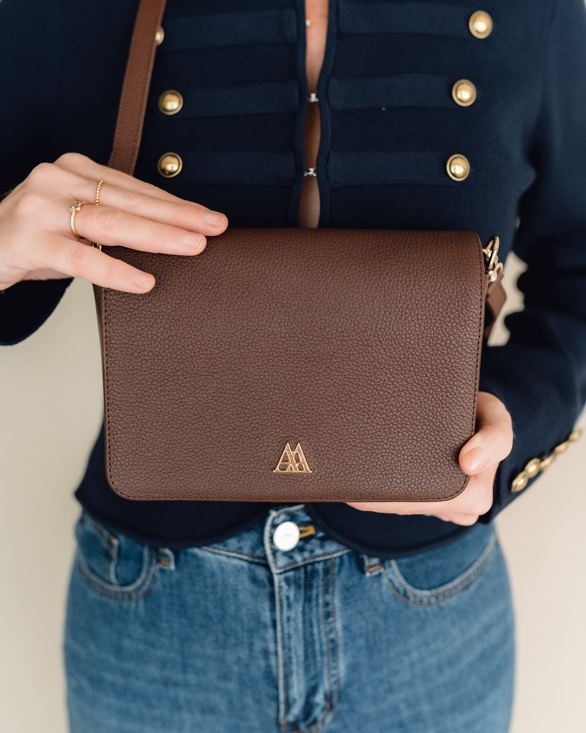Sac à bandoulière Maria Mini Cuir Marron Foncé