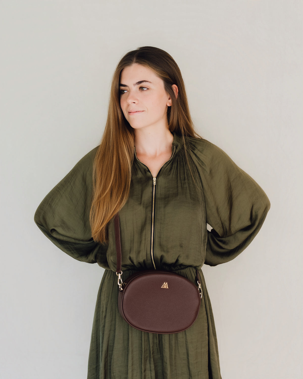 Olivia Sac Ovale en Cuir Marron