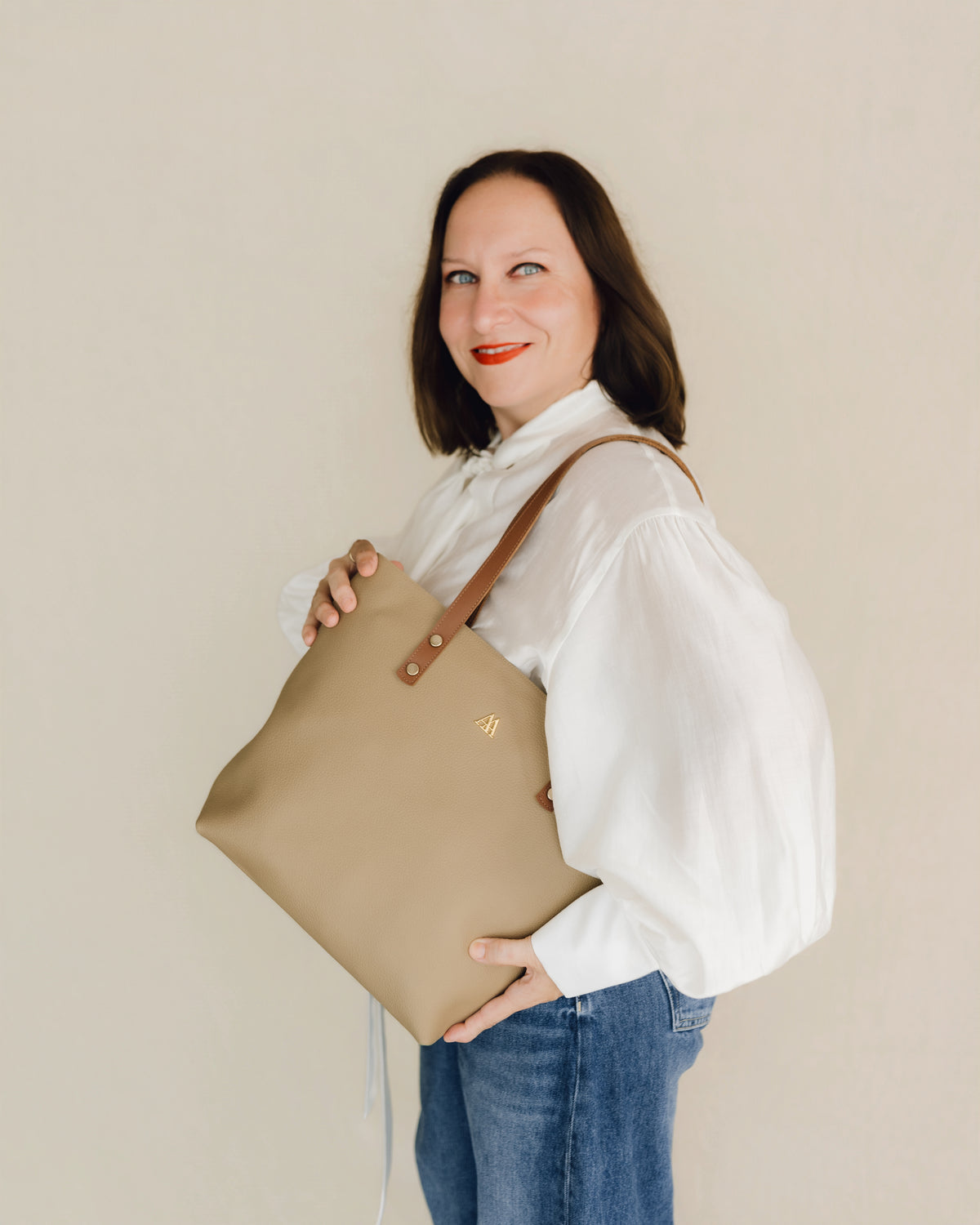 Sofia Sac Cabas Cuir Beige