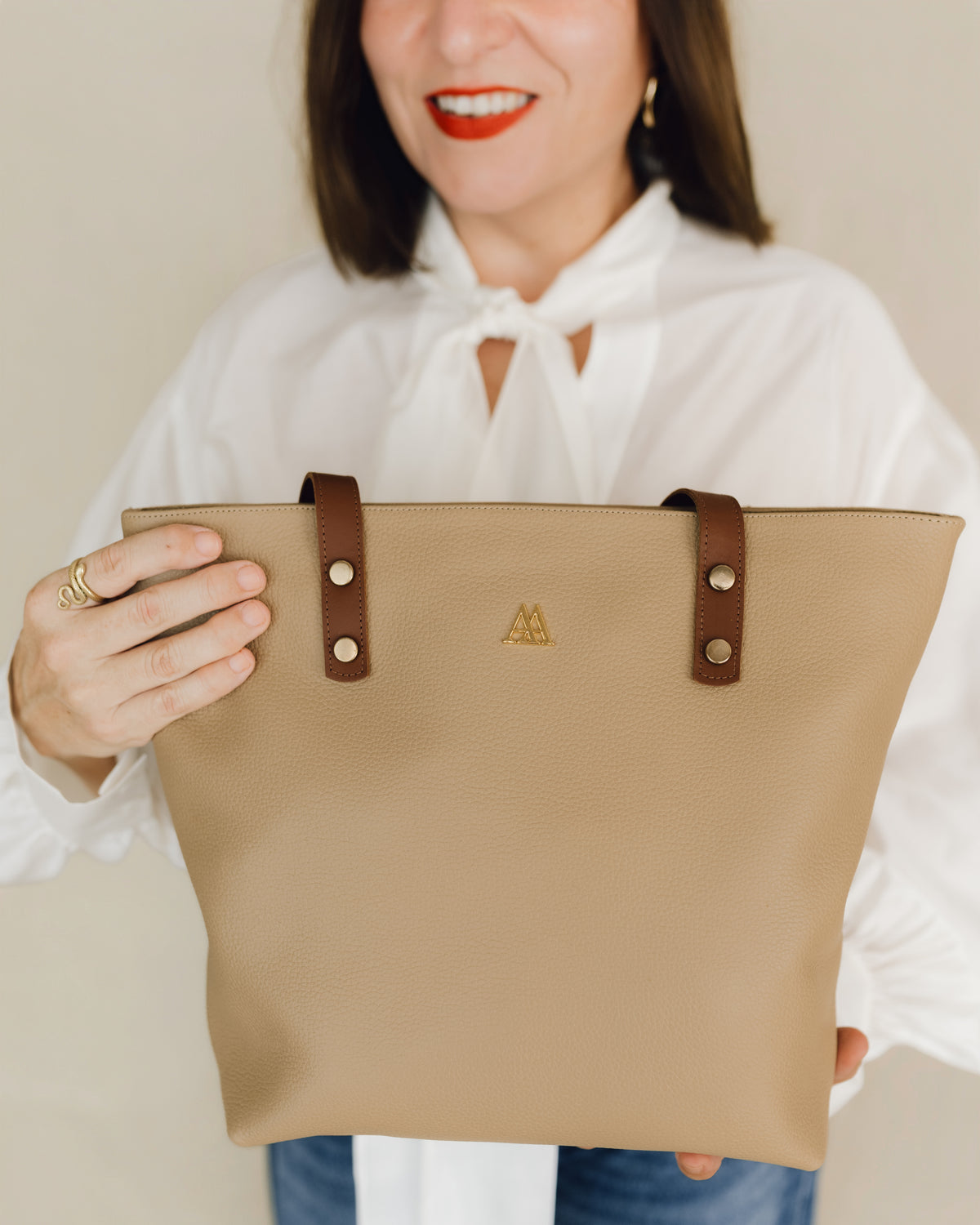 Sofia Sac Cabas Cuir Beige
