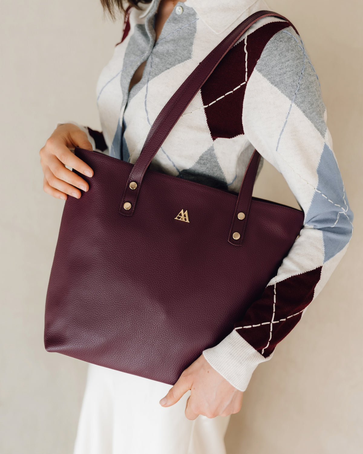 Sofia Bolso Shopper Piel Burdeos