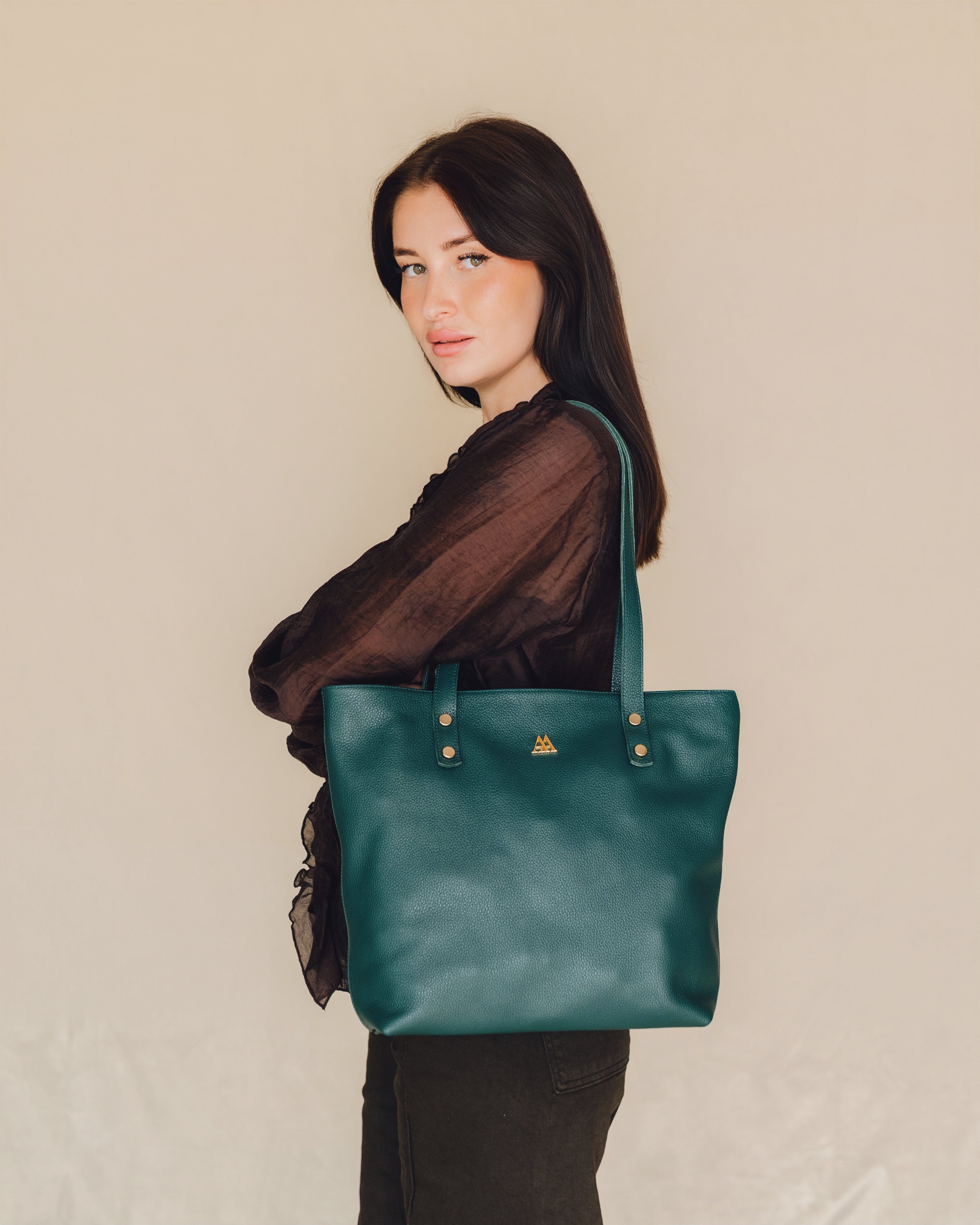 Sofia Bolso Shopper Piel Verde Petróleo
