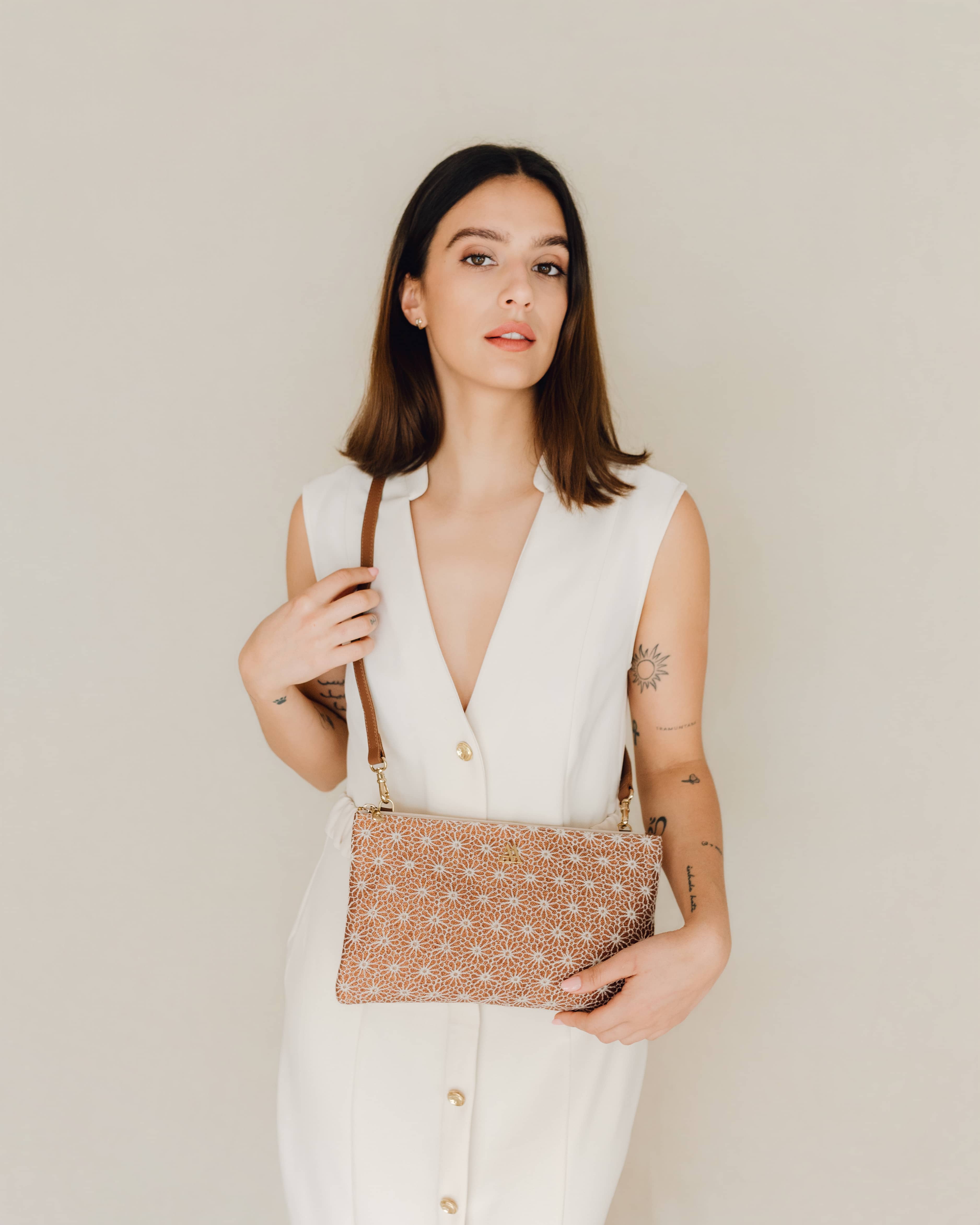 Catalina Brown Leather Clutch Bag