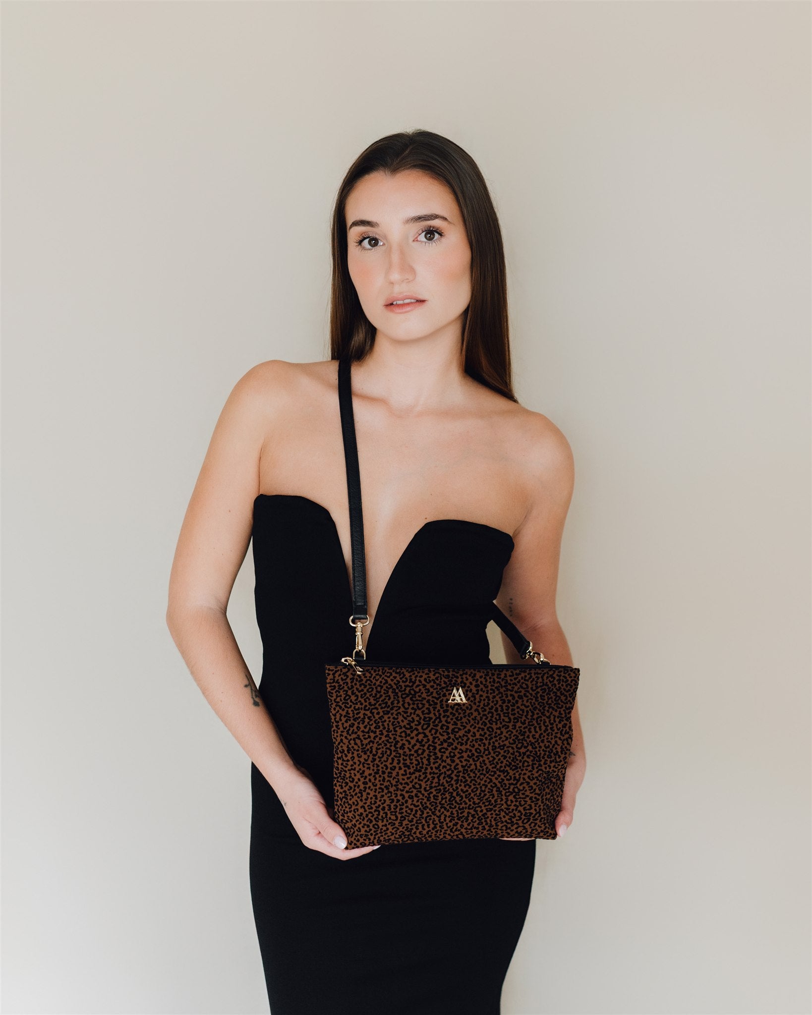 Manola Beige Leather Clutch Bag